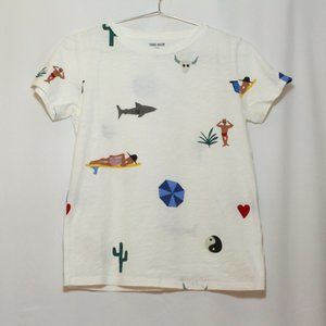 J Crew Isabel Bacon White Beach Print Tee